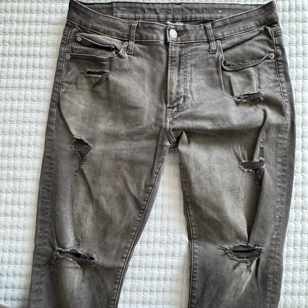 American Eagle Distressed Gray Jeans